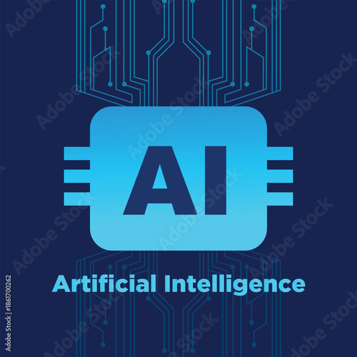 AI Microchip Icon Representing Artificial Intelligence Technology