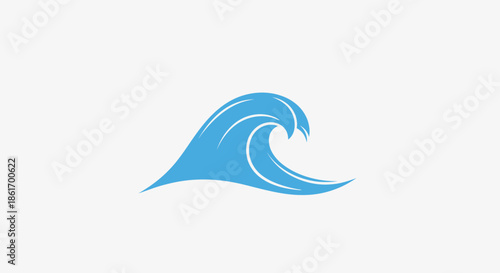 Stylized blue wave icon symbolizing ocean, water movement and nature to represent fluidity and