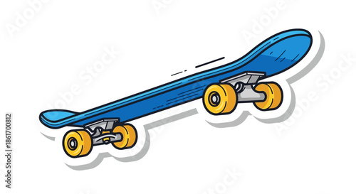 Colorful cartoon skateboard illustration highlighting fun and youthful activity for kids and teens