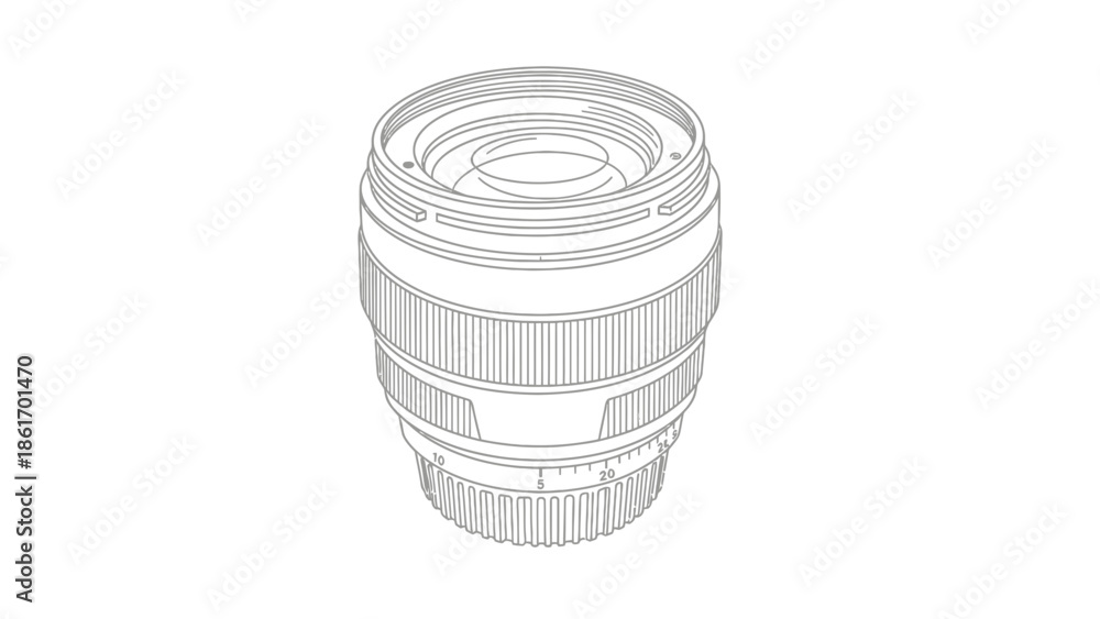 Obraz premium Detailed Line Art Illustration of a Modern Camera Lens for Optical Photography Equipment Design