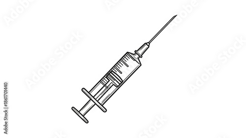 Medical Syringe with Needle Vector Illustration - Healthcare and Science Equipment