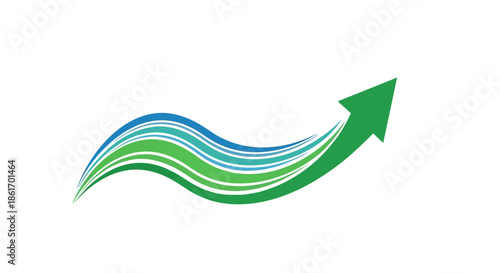 Abstract Green and Blue Growth Arrow Symbolizing Progress and Sustainability