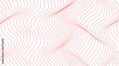 Red Dotted Wave Pattern Background with Flowing Halftone Lines and Minimal Abstract Design