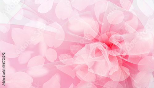 ピンクの花びらとリボンの合成