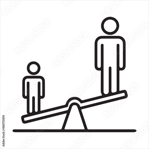 Unequal balance scale with two figures representing disparity