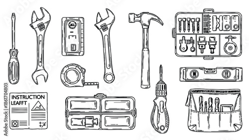 Collection of Hand Tools and Equipment for DIY and Repair.