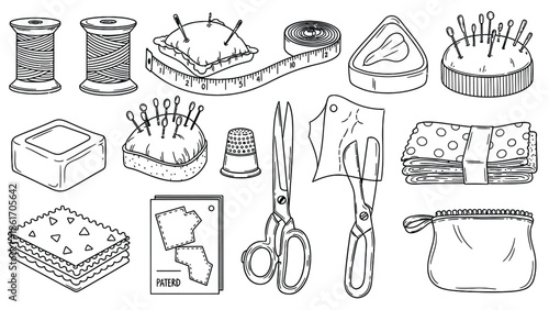 Sewing and crafting supplies illustration collection.