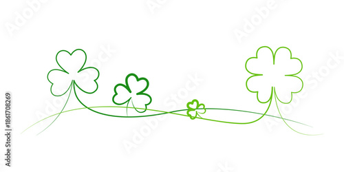 Line art continues St. Patrick's day, clover, isolated white background eps 10	