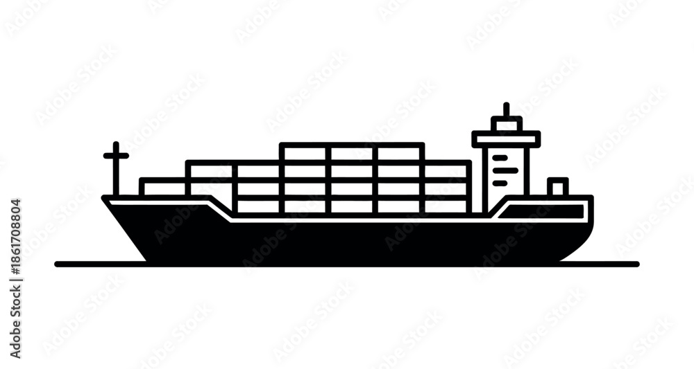 Obraz premium A cargo ship loaded with containers travels across the water.