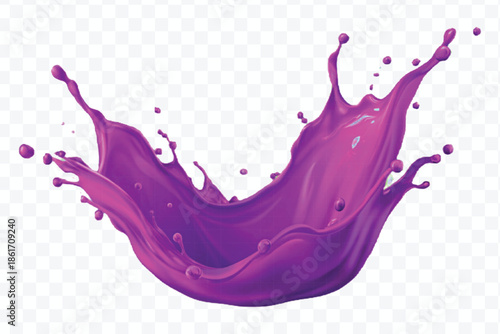 realistic 3d different color paint splash in mid air cut  and curve style isolated on transparent background	
