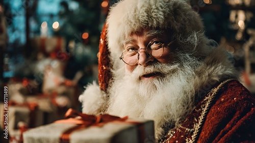 Joyful Santa Claus: Festive Holiday Gift-Giving with Christmas Cheer