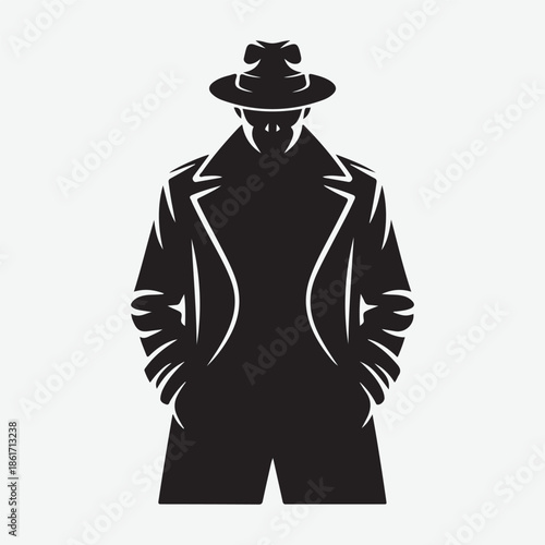 Silhouette of a man in a fedora and coat
