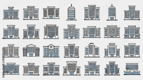 Collection of Modern and Classic Building Facades Architectural Designs.