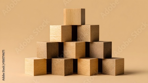 Wooden blocks forming organization structure