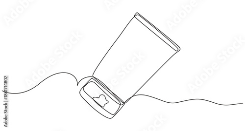 Continuous Line Art of a Cosmetic Tube,Face Moisturizer Cream continuous line art drawing style vector illustration,
