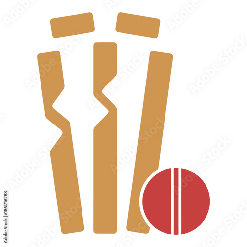 Simple Cricket Broken Stumps Icon Vector Design for Sports Branding