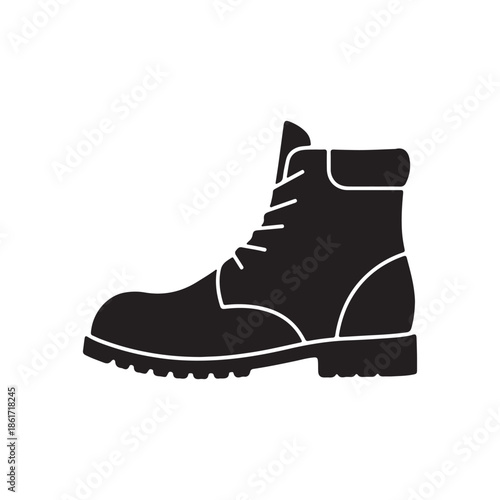 Black Boot silhouette icon vector flat design on white background
