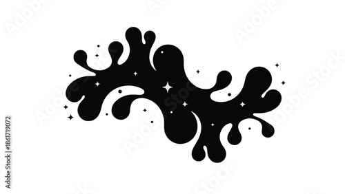 Abstract cosmic nebula shape with sparkling stars on white background