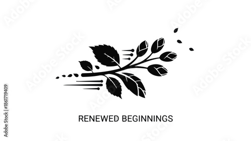 Delicate branch with leaves symbolizes growth and new beginnings