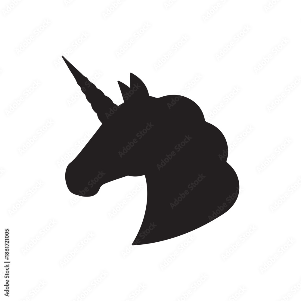 Fototapeta premium Unicorn Head Icon vector flat design on white background