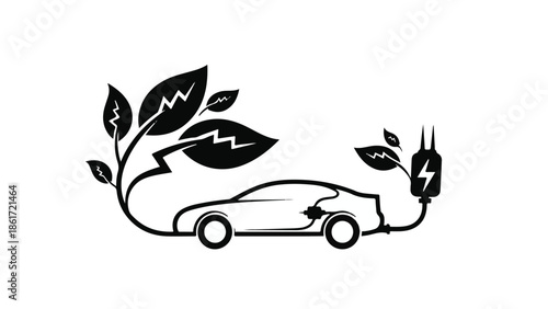 Eco-friendly electric car charging with nature's energy, symbolizing sustainable transportation.