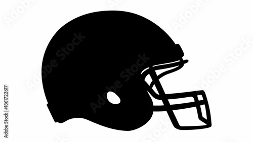 American football helmet in black silhouette profile view