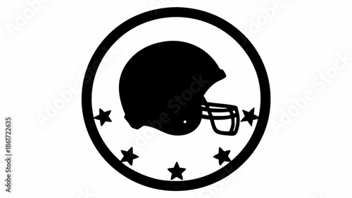 American football helmet icon with stars in circle