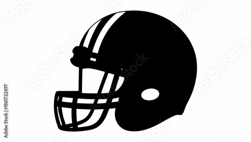 American football helmet with protective face guard and stripes