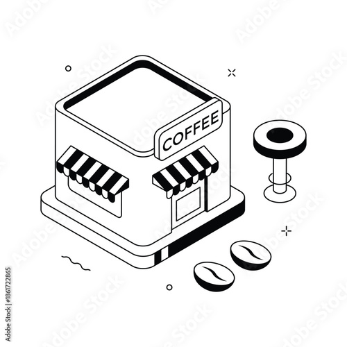 A captivating isometric illustration of coffee shop counter
