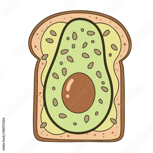 Hand Drawn Flat Vector Avocado Toast Illustration