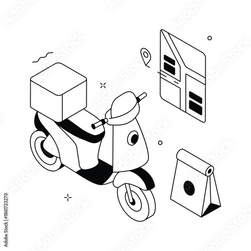 A visually engaging isometric illustration of delivery service