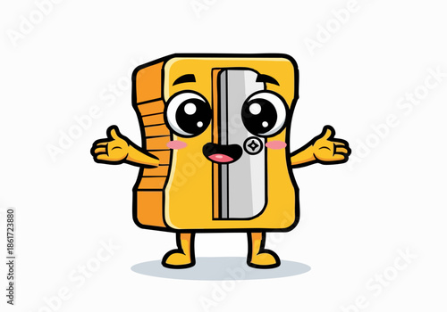 Cute Pencil Sharpener Mascot Cartoon Vector Illustration