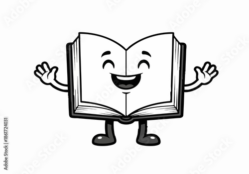 Cute Open Book Mascot Cartoon Vector Illustration