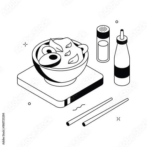 A visually appealing isometric illustration of salad bowl