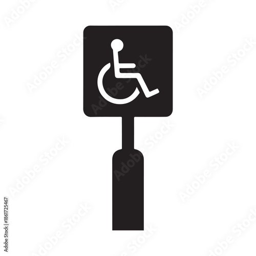 Black and white image of a universally recognized accessibility sign for disabled individuals