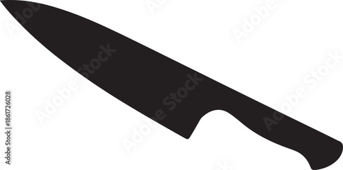 Silhouette of a Chef's Knife on White Background kitchen cooking