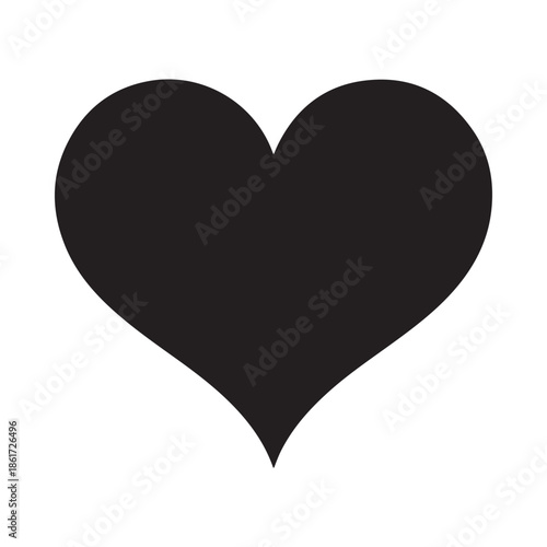 Simple black heart shape isolated on a white background representing love and affection