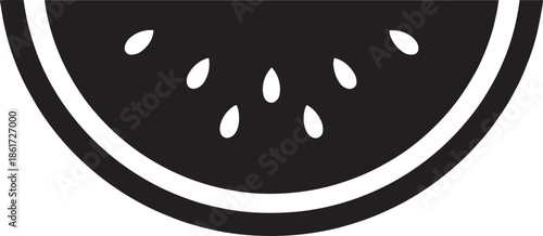 Flat Watermelon Slice Vector Silhouette Icon – Minimal Black Fruit on White Background