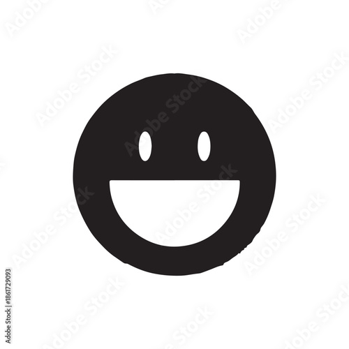 round face big smile icon emoticon design on white background