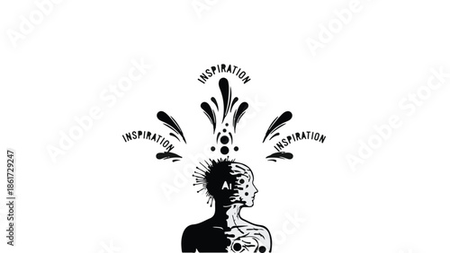 Creative mind bursting with ideas and inspiration, symbolizing innovation and insight.