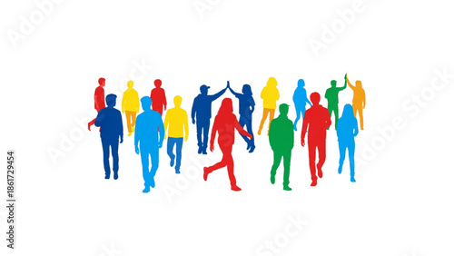 colorful people silhouettes teamwork community illustration