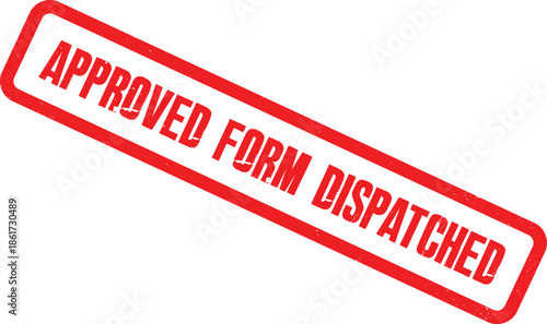 A red approved form dispatched stamp is shown on a white background