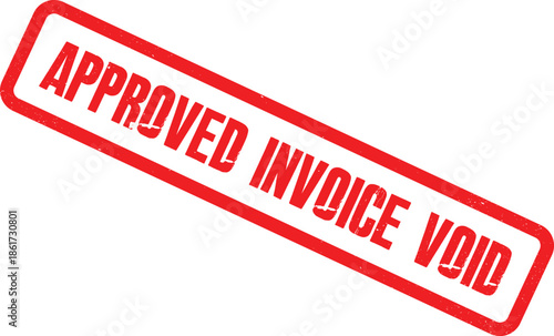 A red stamp on a white background reads approved invoice void clearly