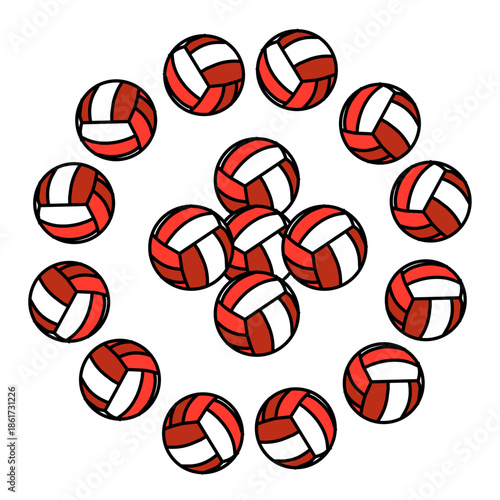 Add or plus icon created with braided volleyball shapes, ideal for UI buttons, interface controls, sports applications, and creative system icons