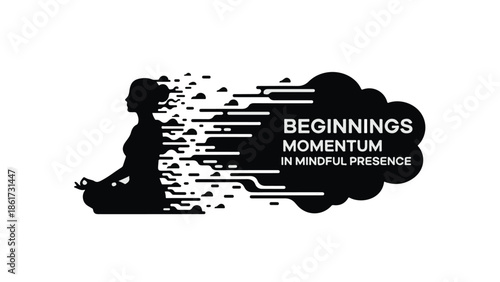 Silhouette of person meditating, embodying mindful presence and momentum