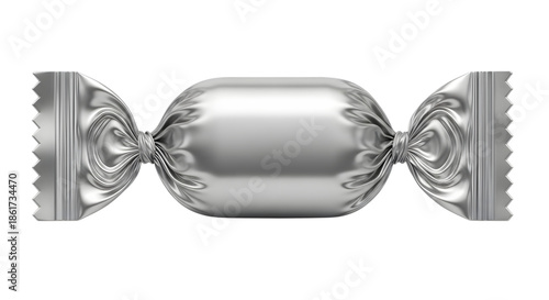 A shiny silver bow tie isolated on transparent background