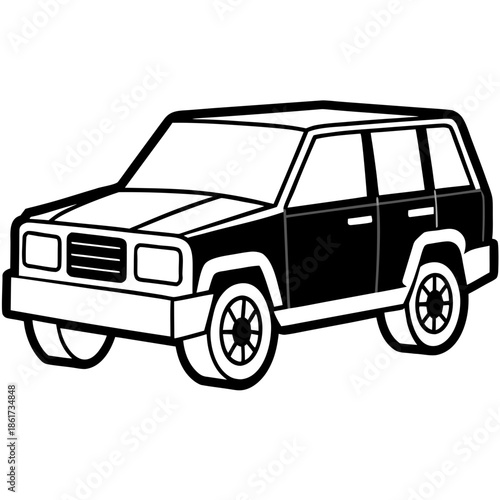 Black and white suv illustration