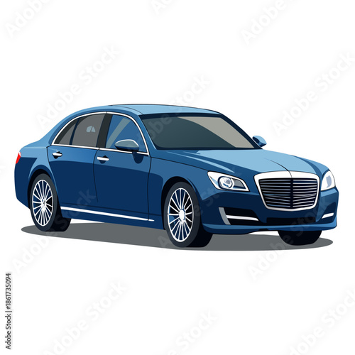 Modern blue sedan