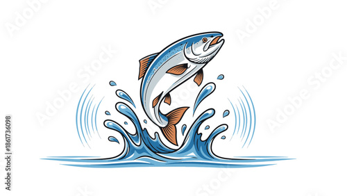 Leaping Salmon Mascot Vector Illustration