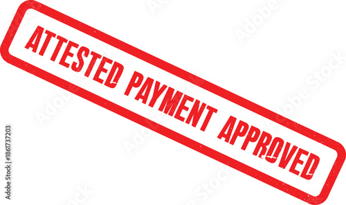 Official red rubber stamp graphic indicating 'Attested Payment Approved' for successful financial transactions and verified documentation processes